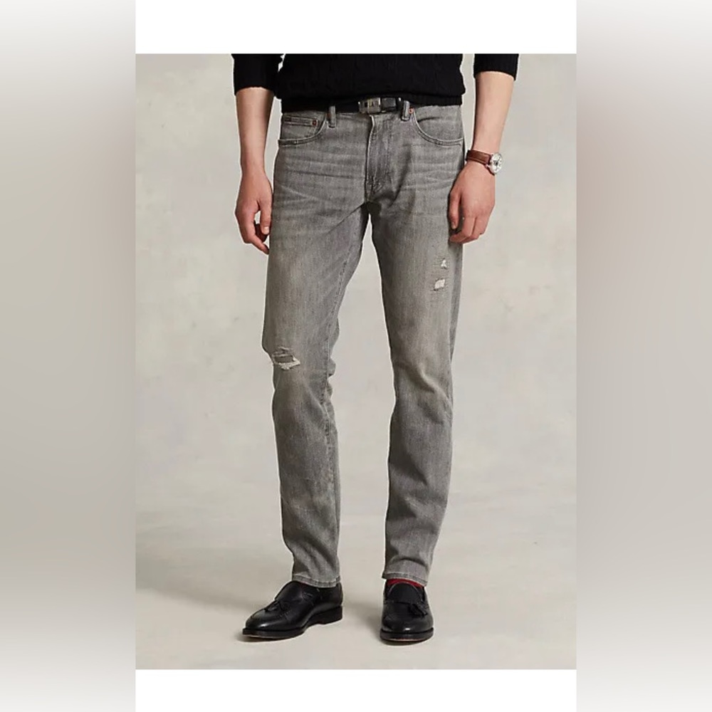 Polo Ralph Lauren Men’s The Sullivan Grey Rope Dyed Slim Jeans Size 35 NWT